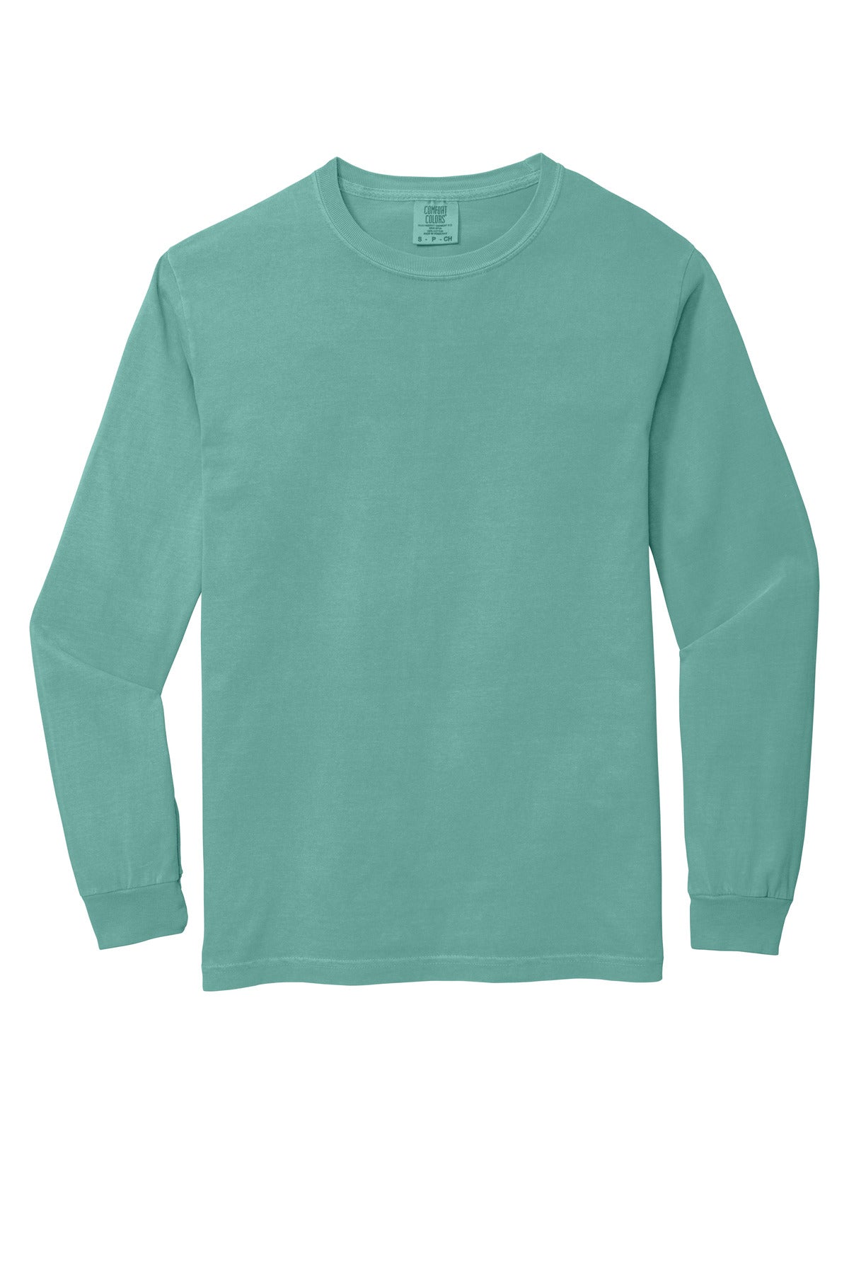 Front View of Seafoam COMFORT COLORS Heavyweight Ring Spun Long Sleeve Tee. 6014