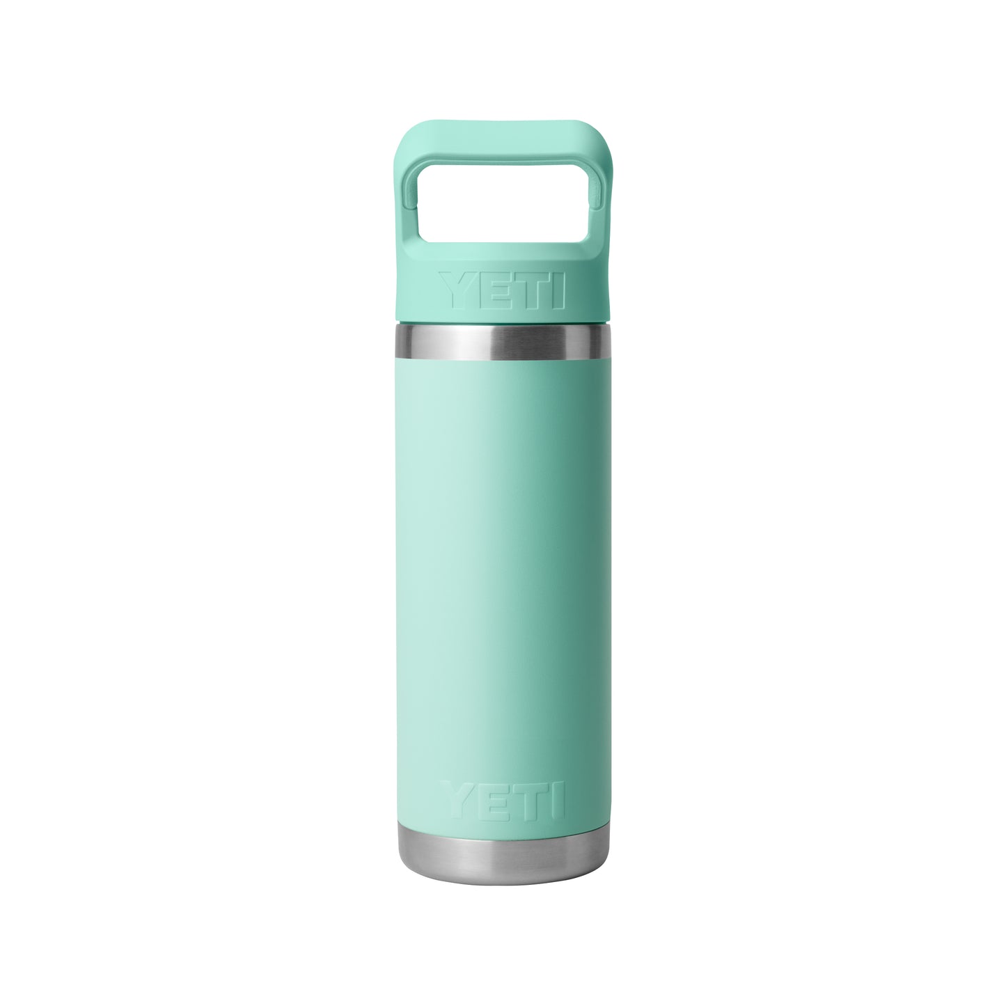 Front View of SEAFOAM Rambler® 18 oz Water Bottle with Color-Matched Straw Cap plain
