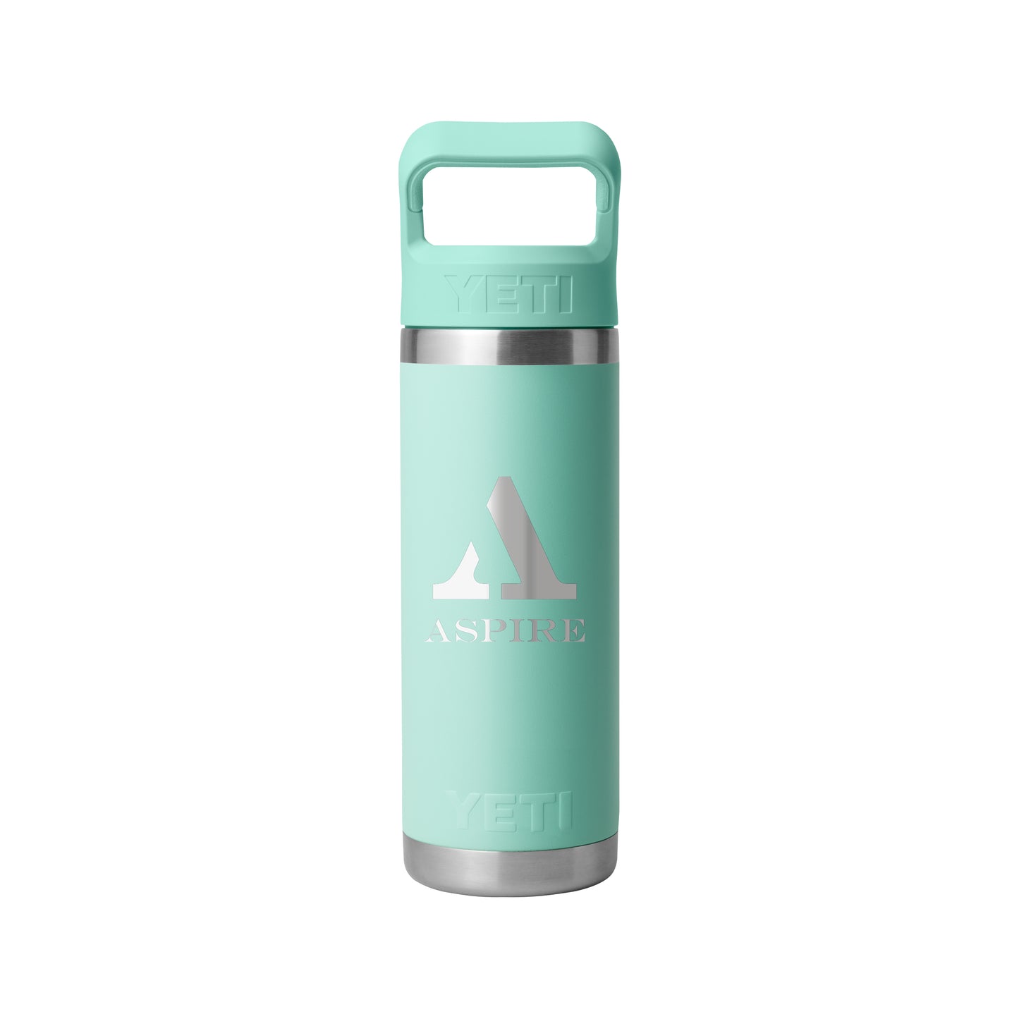 Front View of SEAFOAM Rambler® 18 oz Water Bottle with Color-Matched Straw Cap