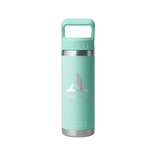 Front View of SEAFOAM Rambler® 18 oz Water Bottle with Color-Matched Straw Cap