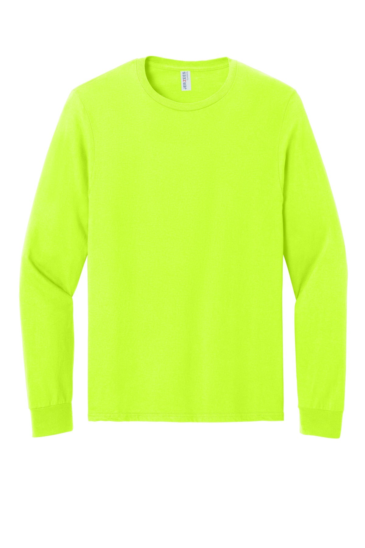Front View of SftyGrn Jerzees Classics Unisex Cotton Long Sleeve T-Shirt 363L