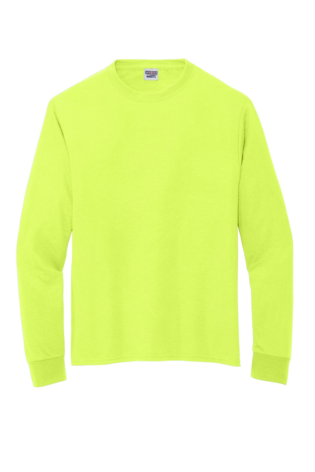 Front View of SftyGrn Jerzees Dri-Power 100% Polyester Long Sleeve T-Shirt 21LS