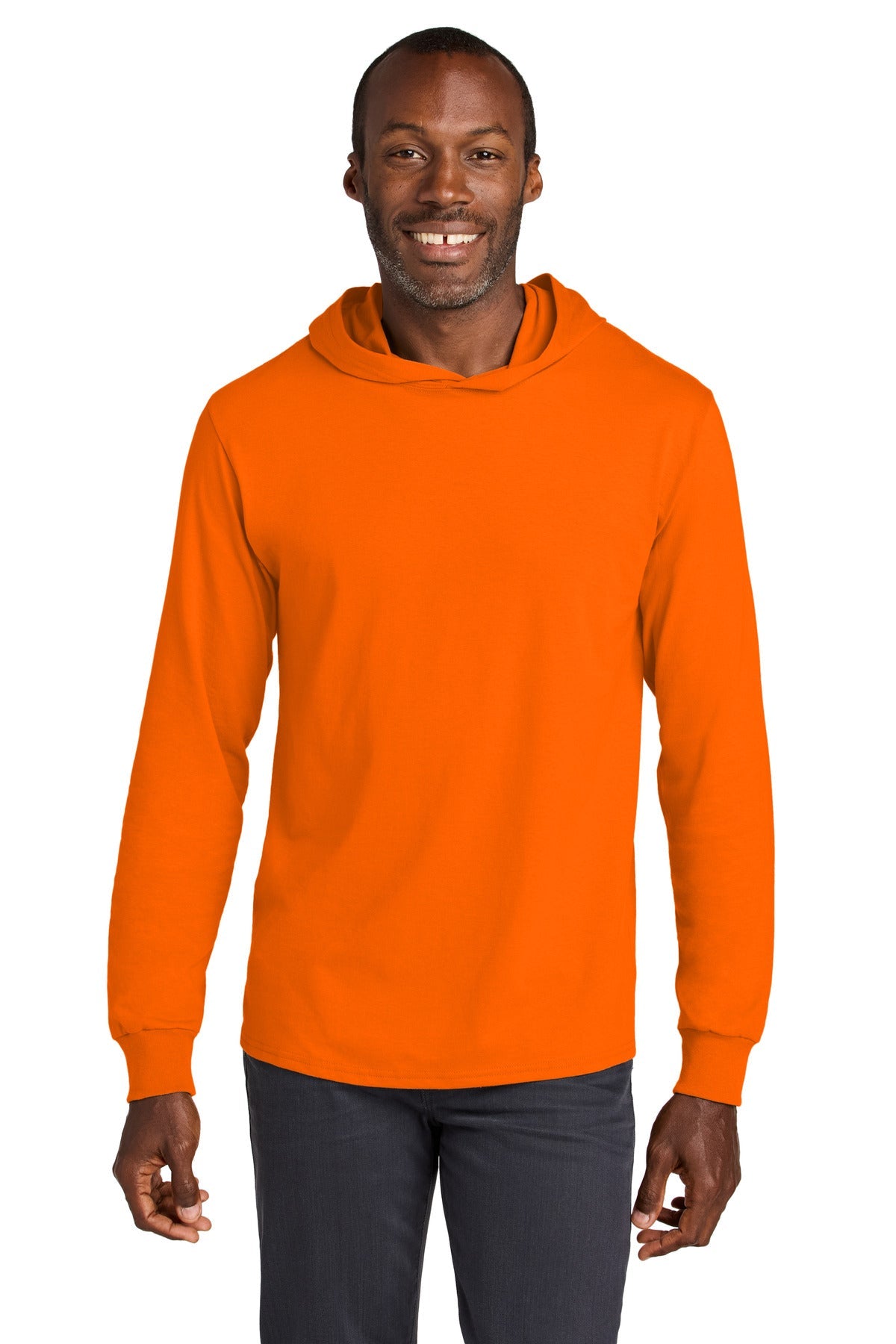 Front View of SftyOrg Jerzees Classics Unisex Cotton Long Sleeve Hooded T-Shirt 363LH