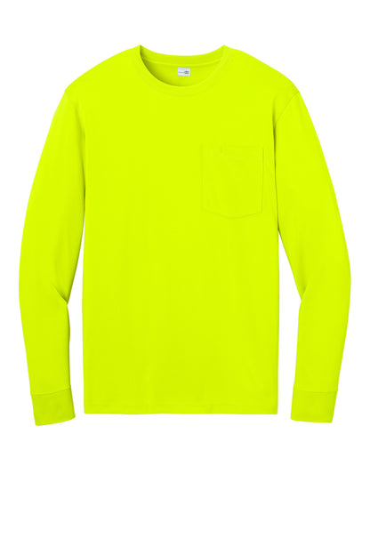 Front View of SftyYellow CornerStone Workwear Pro Long Sleeve Pocket Tee CS440LSP
