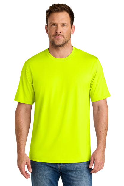 Front View of SftyYellow CornerStone Workwear Pro Short Sleeve Tee CS440