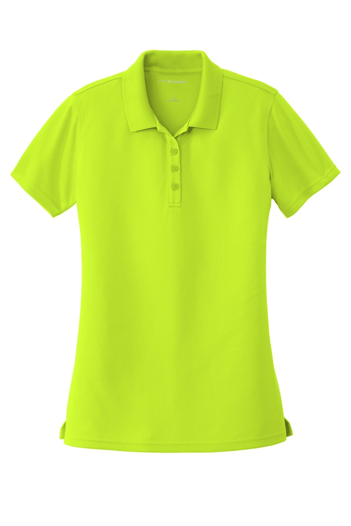 Front View of SftyYellow Port Authority Women's Dry Zone UV Micro-Mesh Polo. LK110