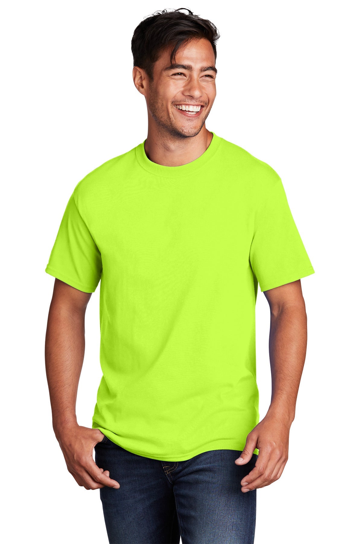 Front View of SGreen Port & Co Core Cotton Tee. PC54