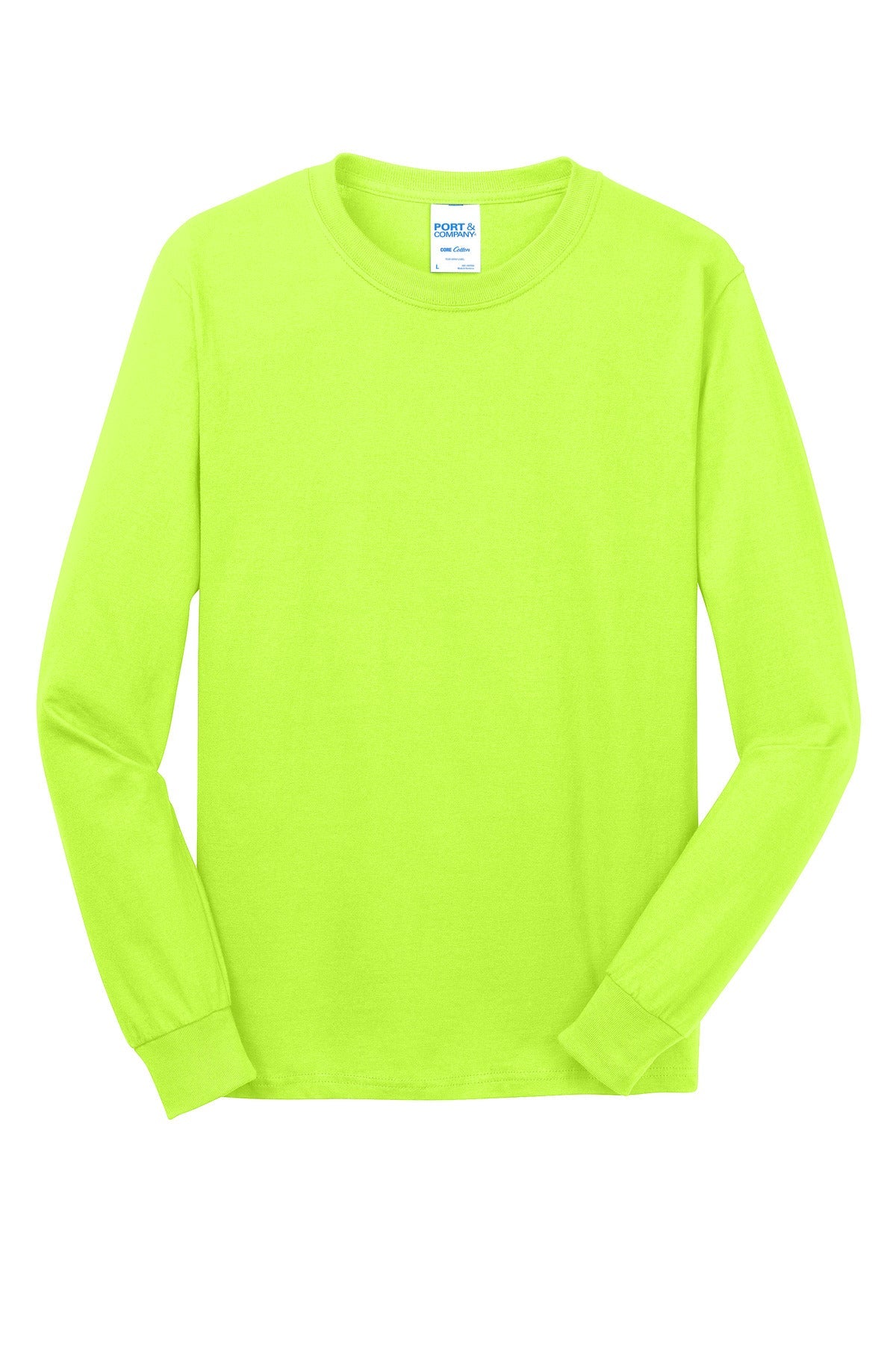 Front View of SGreen Port & Co Long Sleeve Core Cotton Tee. PC54LS