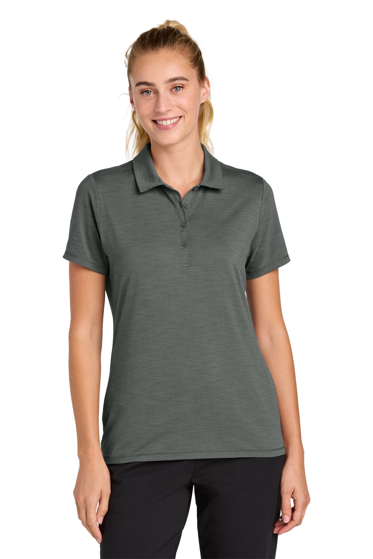 Front View of ShadowGrey Sport-Tek Women's Versa Polo LST490