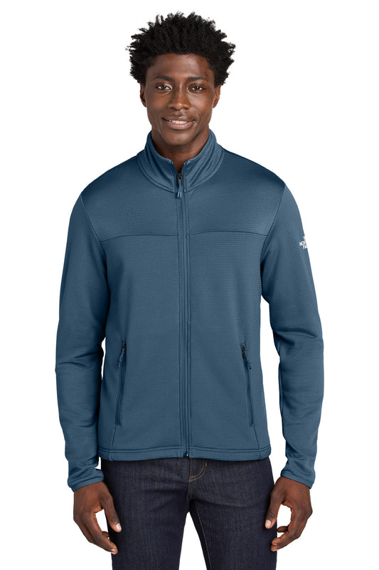 Front View of ShadyBlue The North Face Aim Full-Zip Fleece Jacket NF0A8ENK