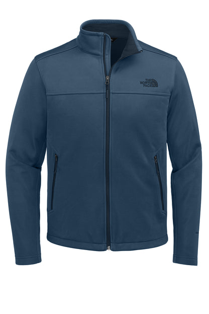 Front View of ShadyBlue The North Face Chest Logo Ridgewall Soft Shell Jacket NF0A88D5