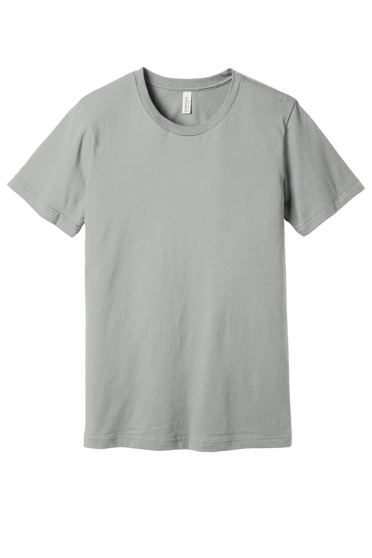 Front View of Silver BELLA+CANVAS Unisex Jersey Short Sleeve Tee. BC3001