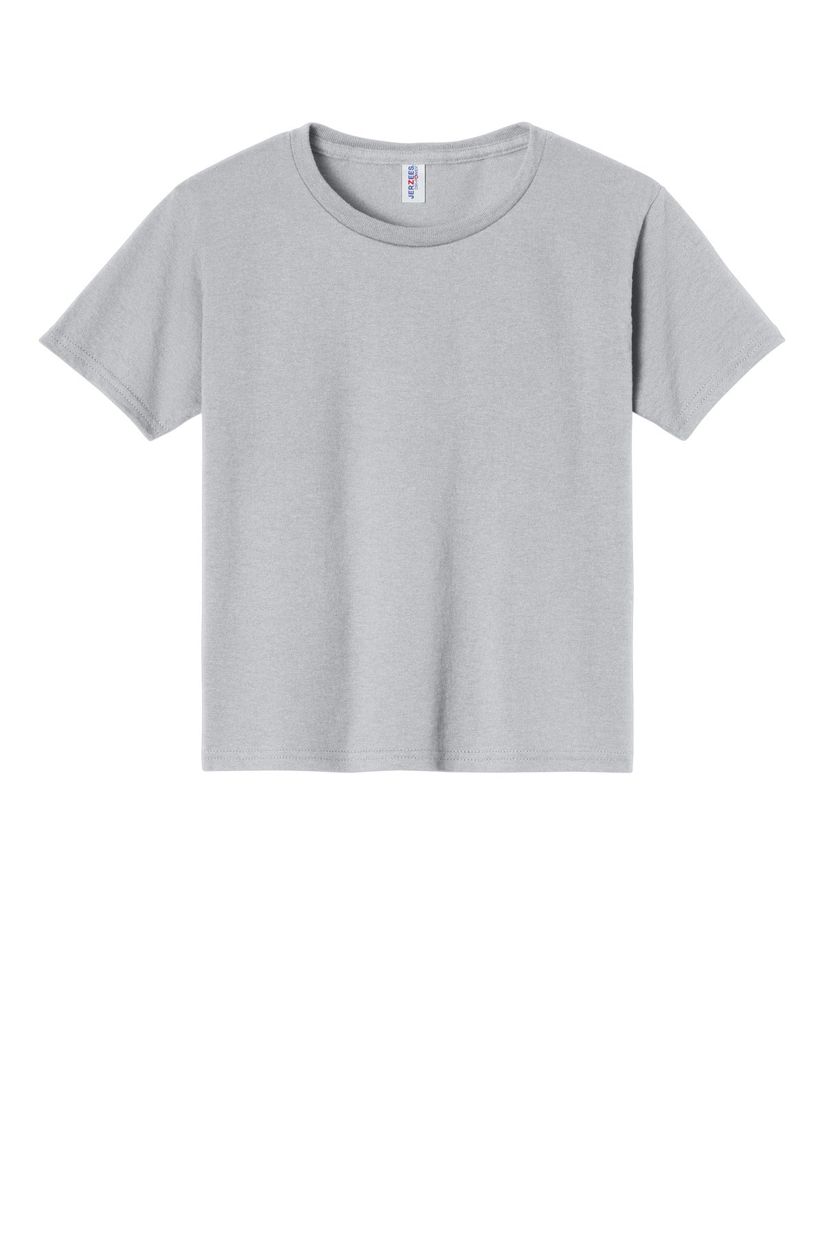 Front View of Silver Jerzees - Youth Dri-Power 50/50 Cotton/Poly T-Shirt. 29B