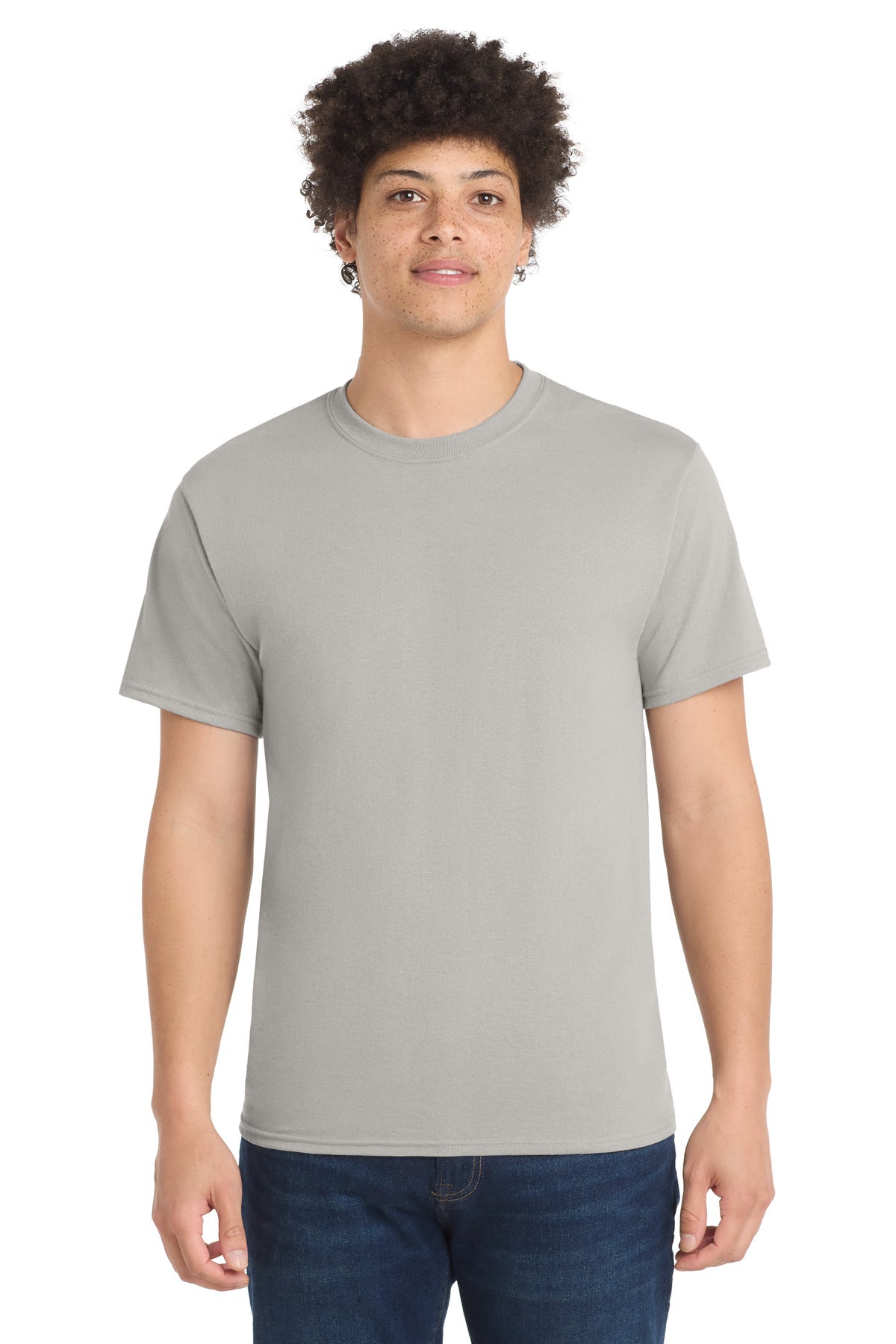 Front View of Silver Port & Co Core Blend Tee. PC55