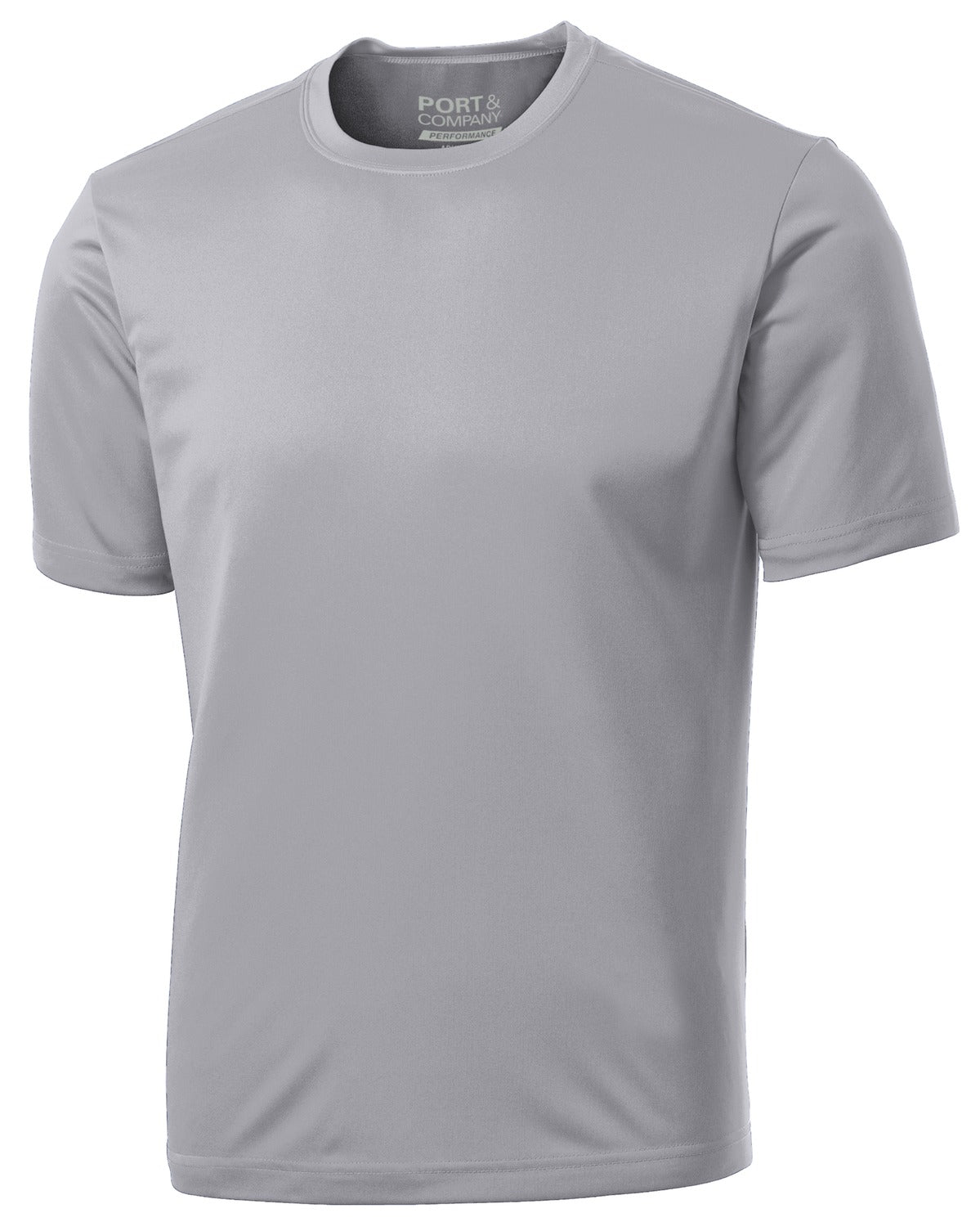 Front View of Silver Port & Co Performance Tee. PC380