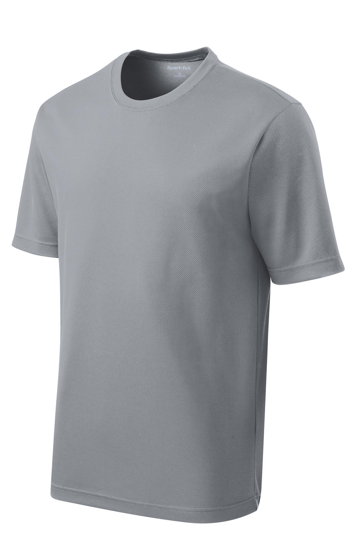 Front View of Silver Sport-Tek PosiCharge RacerMesh Tee. ST340