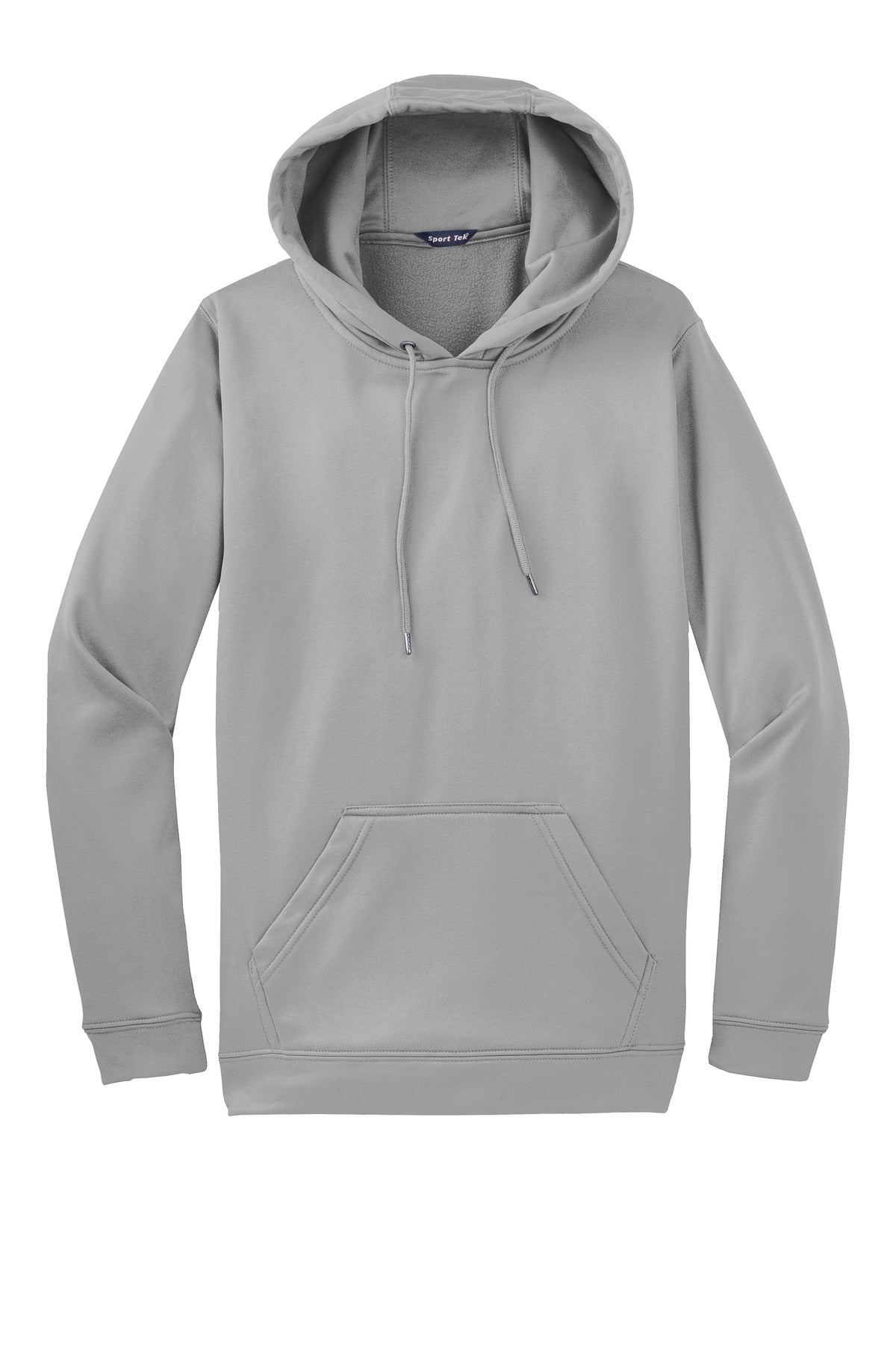 Front View of Silver Sport-Tek Sport-Wick Fleece Hooded Pullover. F244