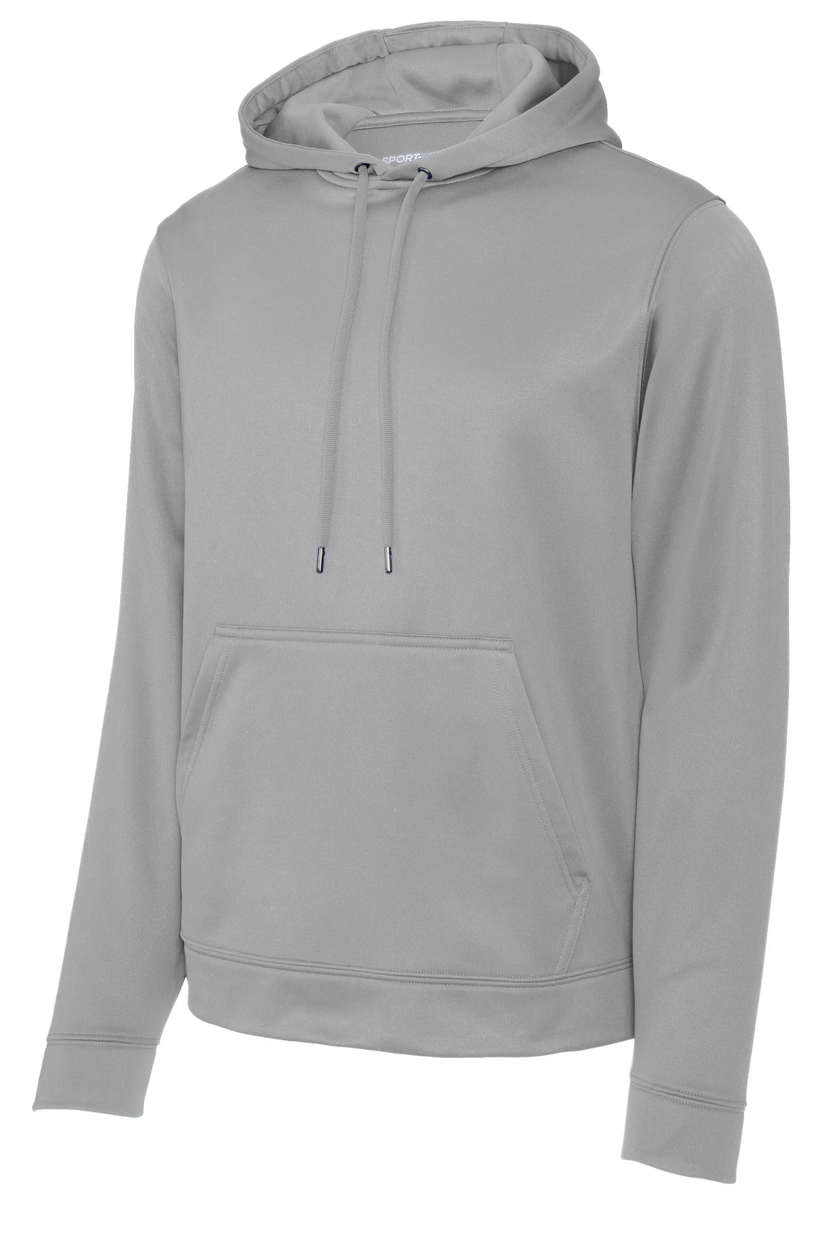 Front View of Silver Sport-Tek Sport-Wick Fleece Hooded Pullover. F244