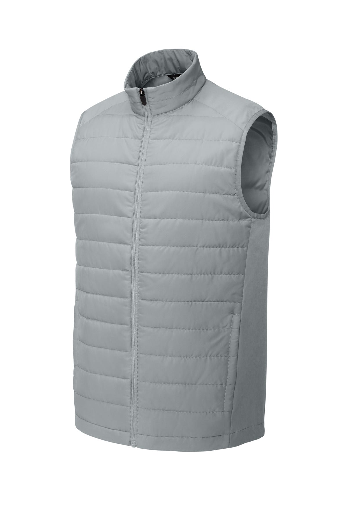 Front View of Silver Sport-Tek Teknical Hybrid Vest ST941