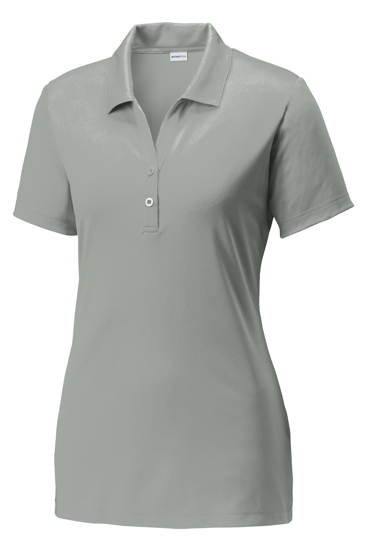 Front View of Silver Sport-Tek Women's PosiCharge Competitor Polo. LST550