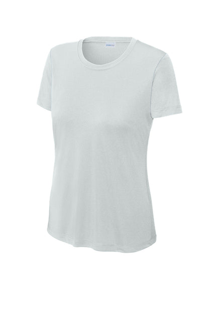 Front View of Silver Sport-Tek Women's PosiCharge Competitor Tee. LST350