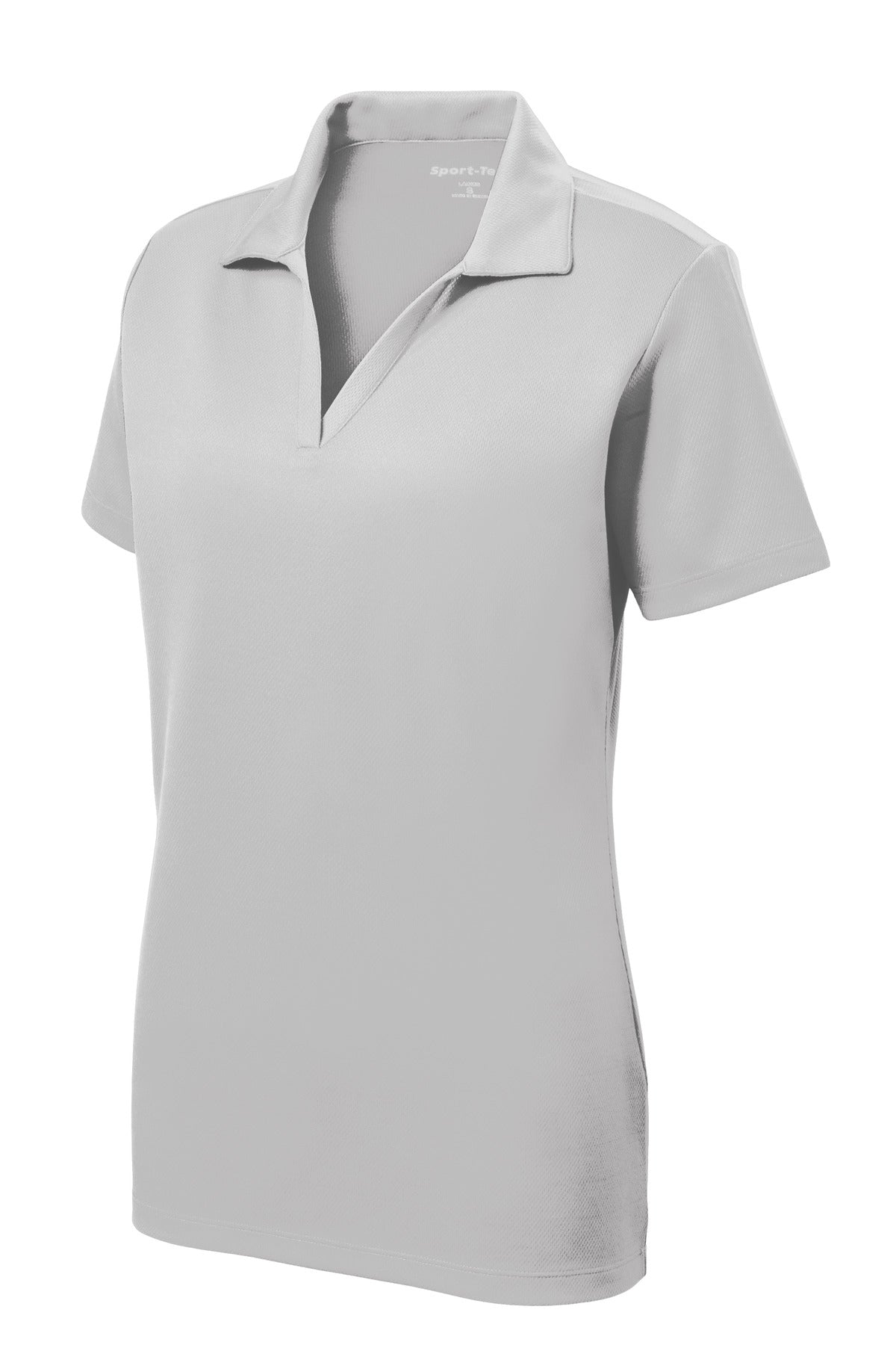 Front View of Silver Sport-Tek Women's PosiCharge RacerMesh Polo. LST640