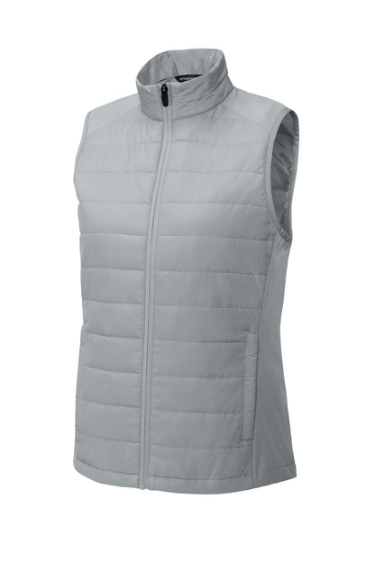 Front View of Silver Sport-Tek Women's Teknical Hybrid Vest LST941