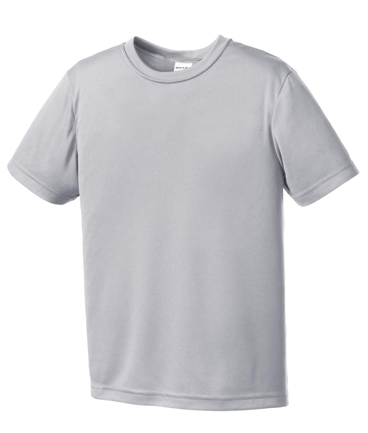 Front View of Silver Sport-Tek Youth PosiCharge Competitor Tee. YST350