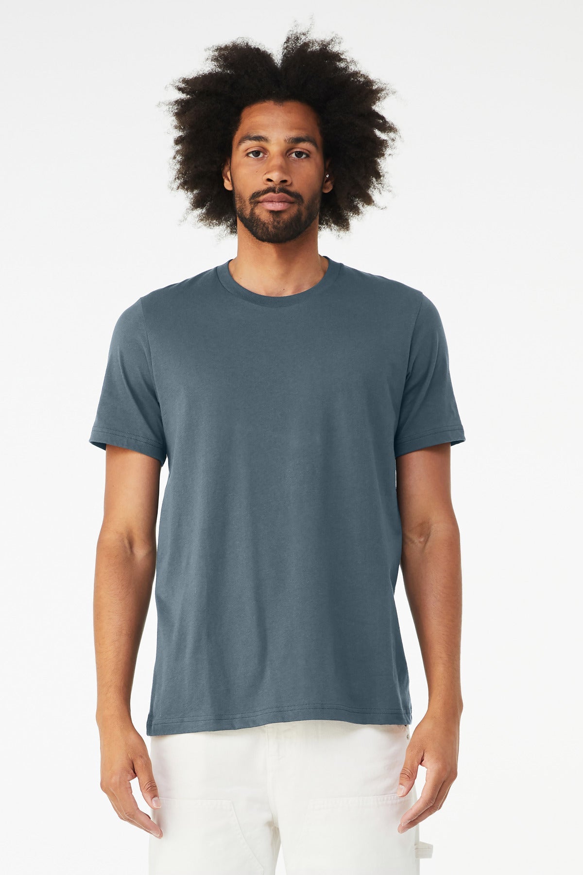 Front View of Slate BELLA+CANVAS Unisex Jersey Short Sleeve Tee. BC3001