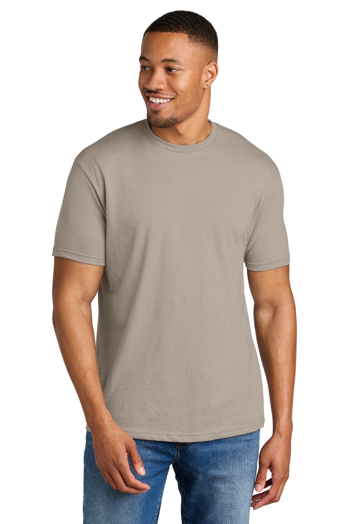 Front View of Slate Gildan Softstyle CVC Tee 64000CVC