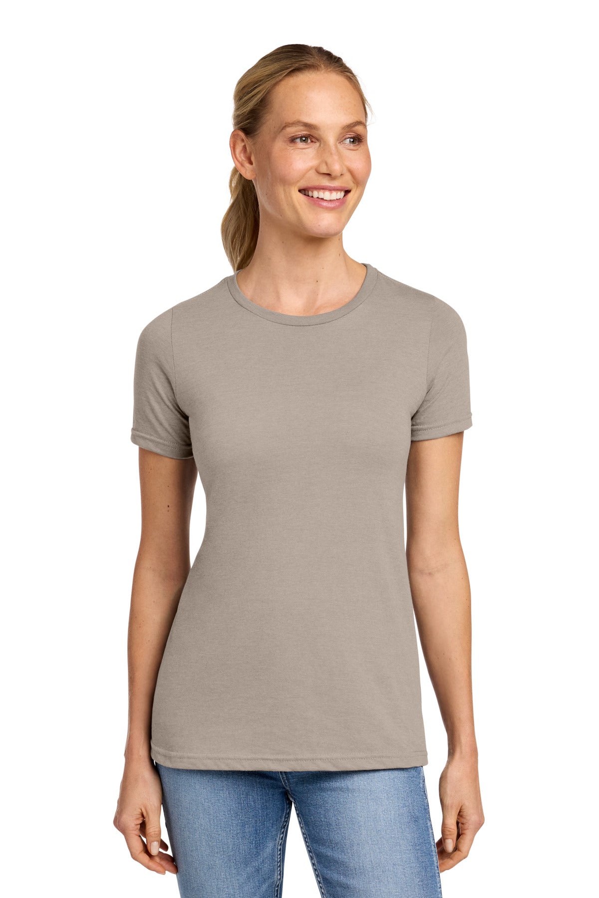 Front View of Slate Gildan Softstyle Women's CVC T-Shirt 64001LCVC