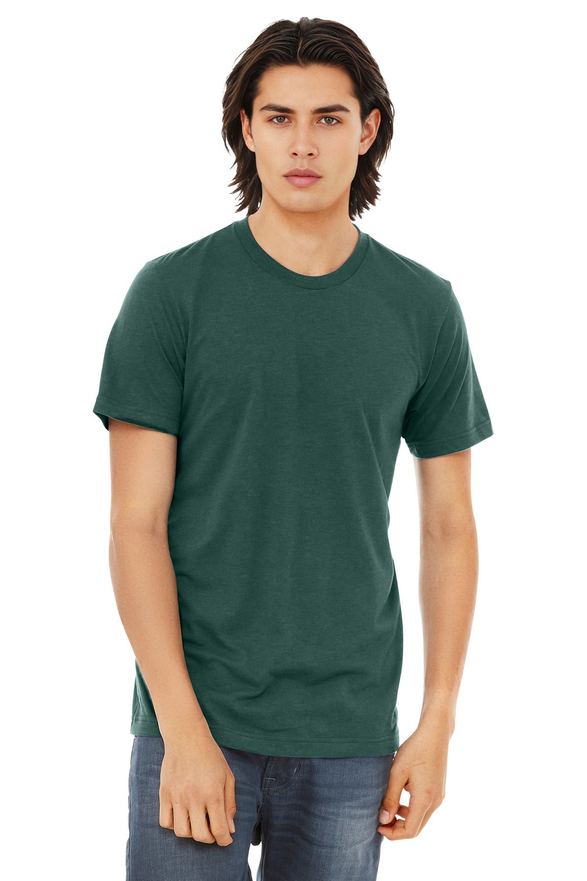 Front View of Sld Forest TB BELLA+CANVAS Unisex Triblend Short Sleeve Tee. BC3413