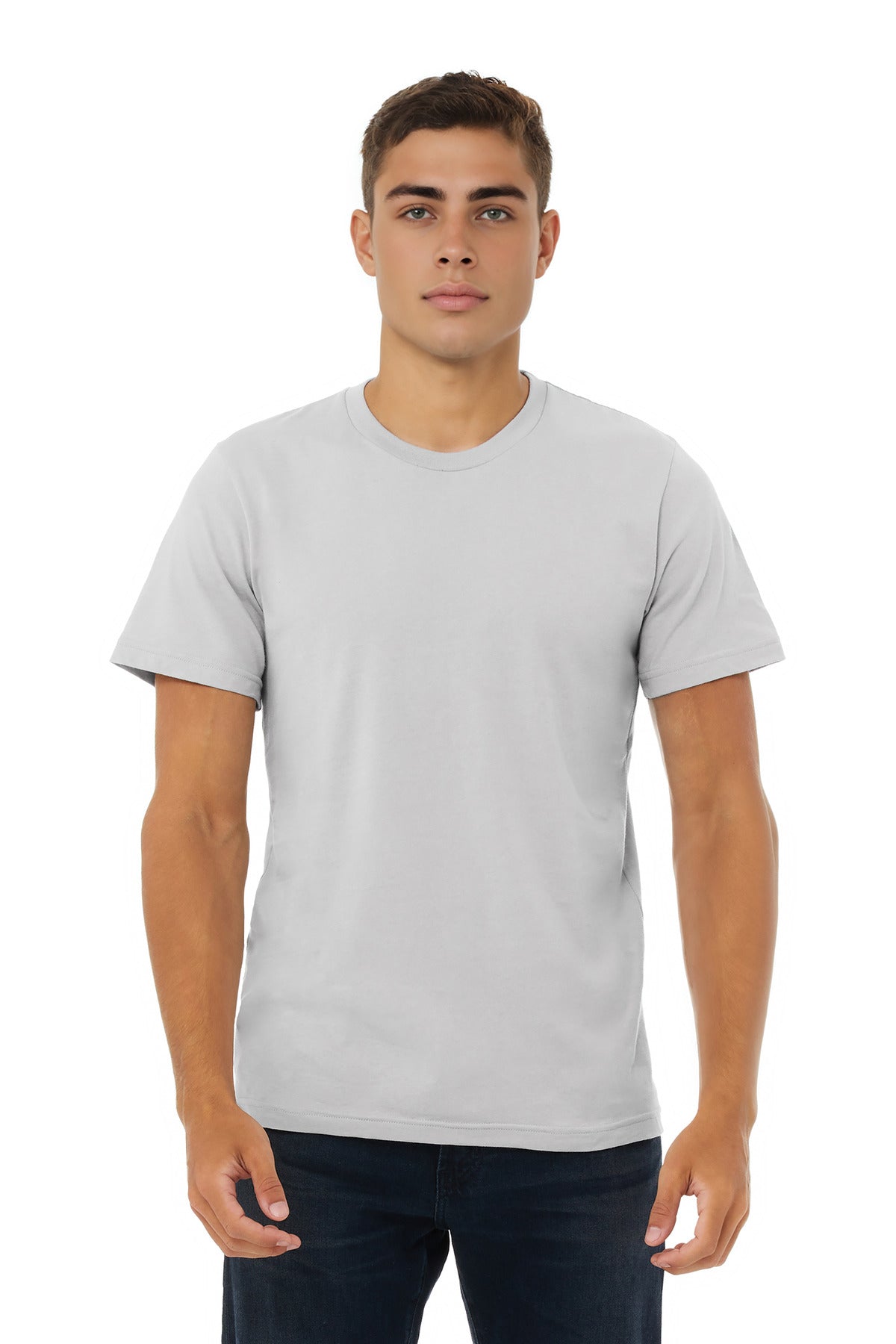 Front View of SldAthGrey BELLA+CANVAS Unisex Jersey Short Sleeve Tee. BC3001