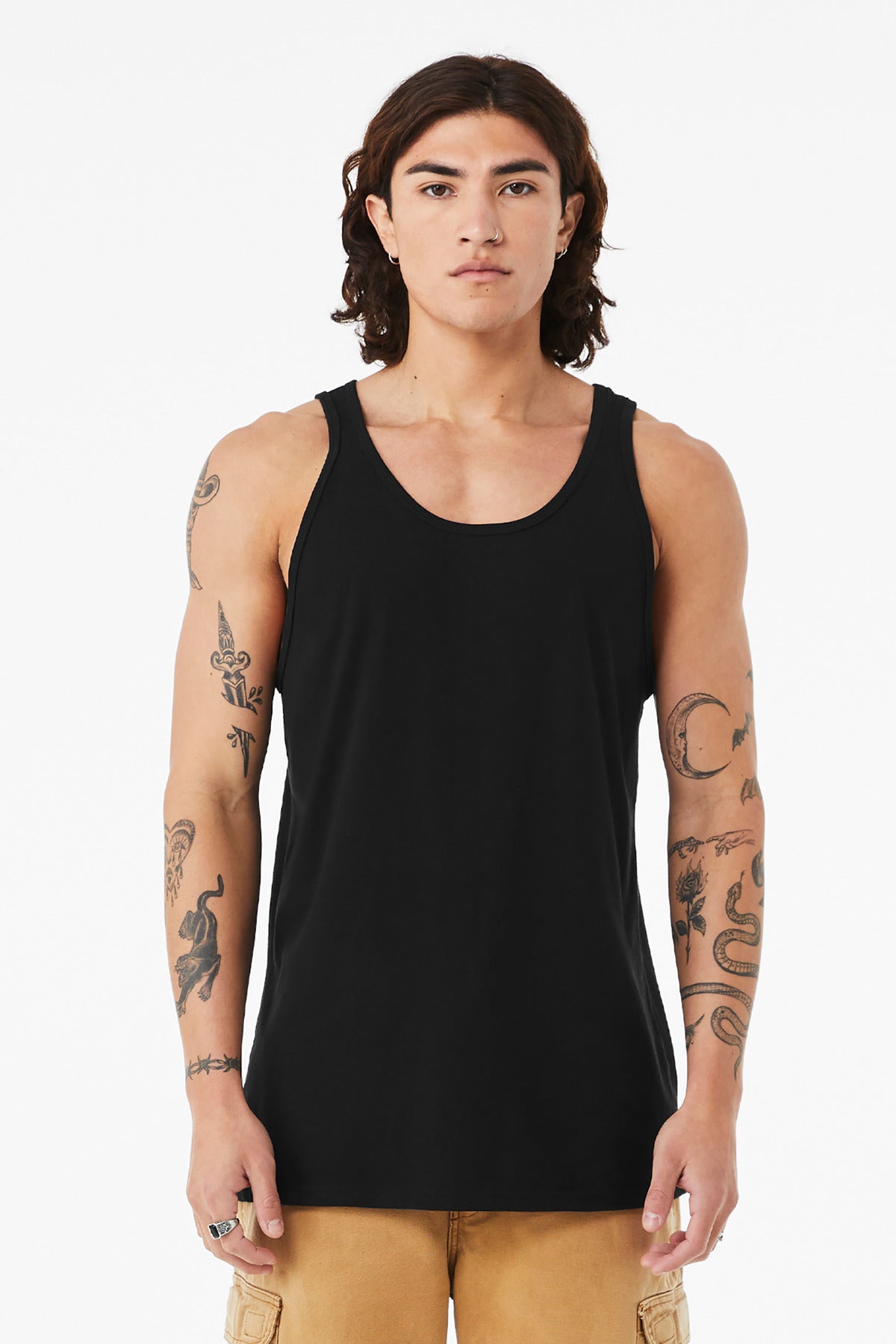 Front View of SldBkBlend BELLA+CANVAS Unisex Heather CVC Tank BC3480CVC