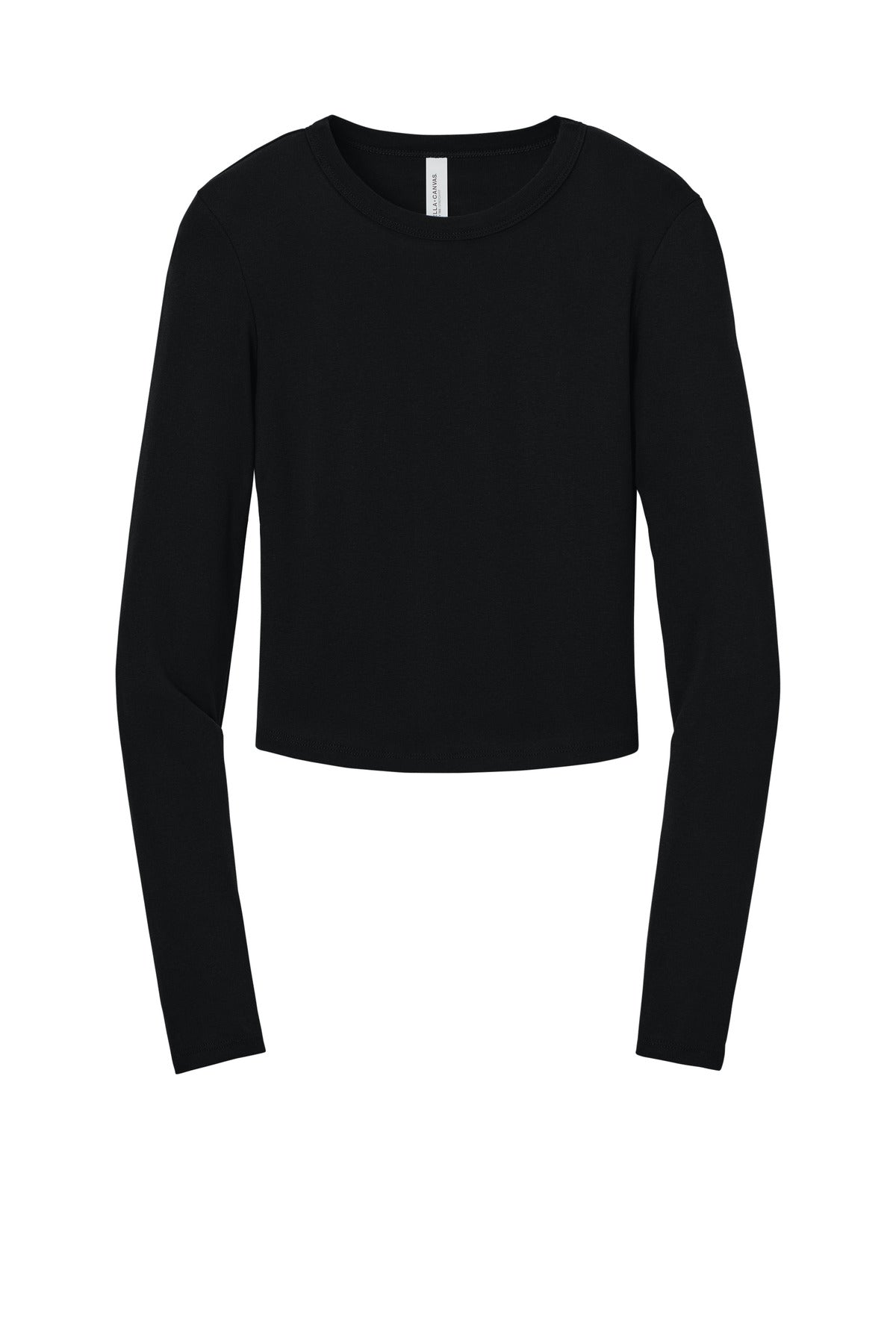 Front View of SldBkBlend BELLA+CANVAS Women's Micro Rib Long Sleeve Baby Tee BC1501