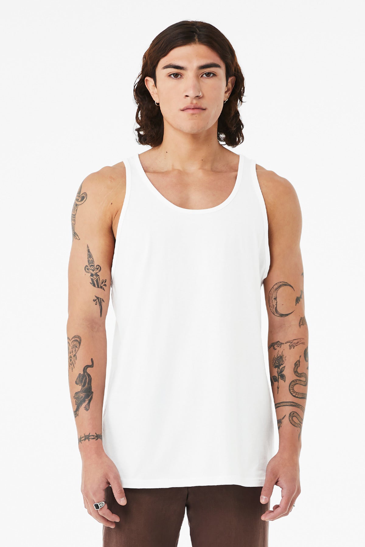Front View of SldWhBlend BELLA+CANVAS Unisex Heather CVC Tank BC3480CVC