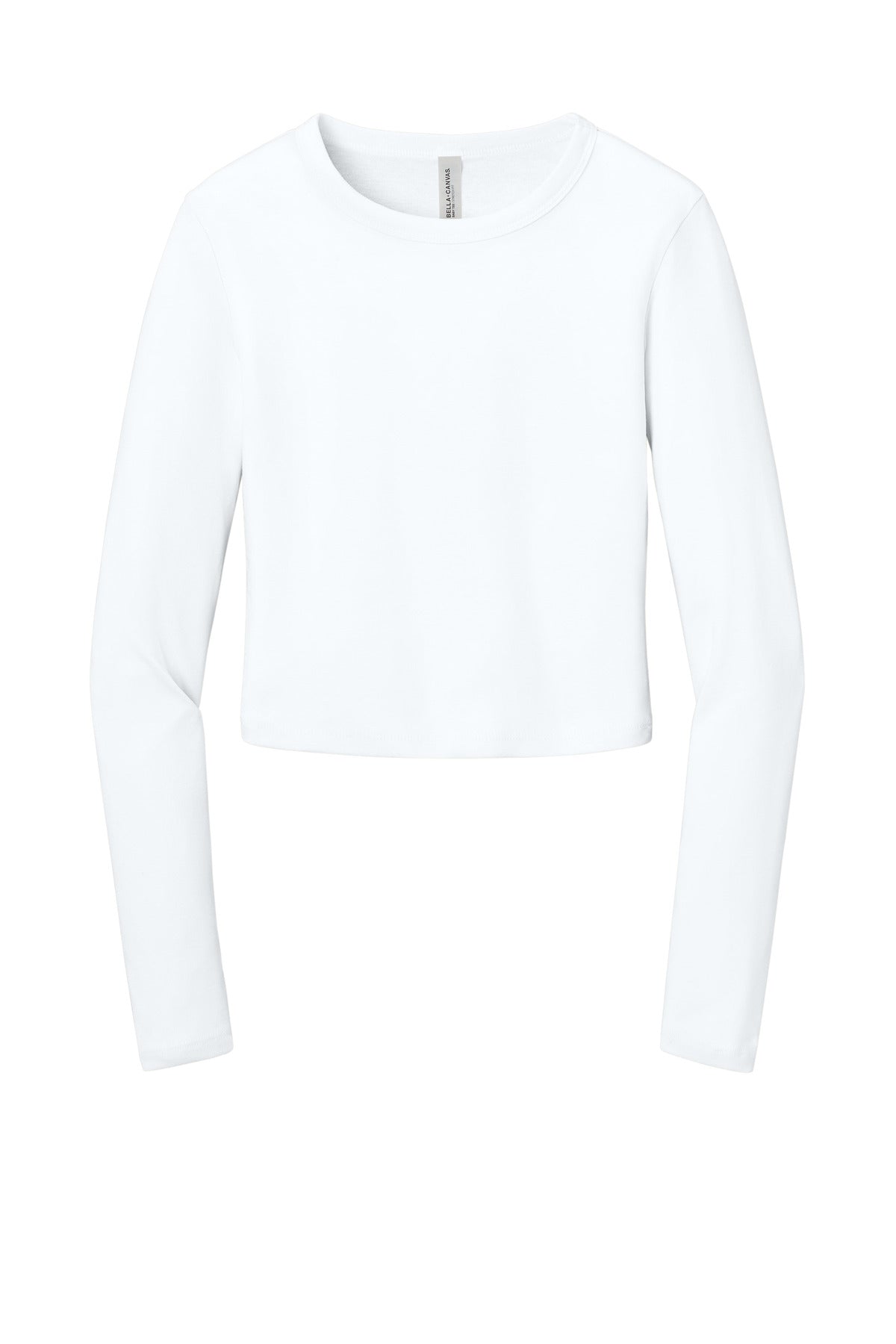 Front View of SldWhBlend BELLA+CANVAS Women's Micro Rib Long Sleeve Baby Tee BC1501