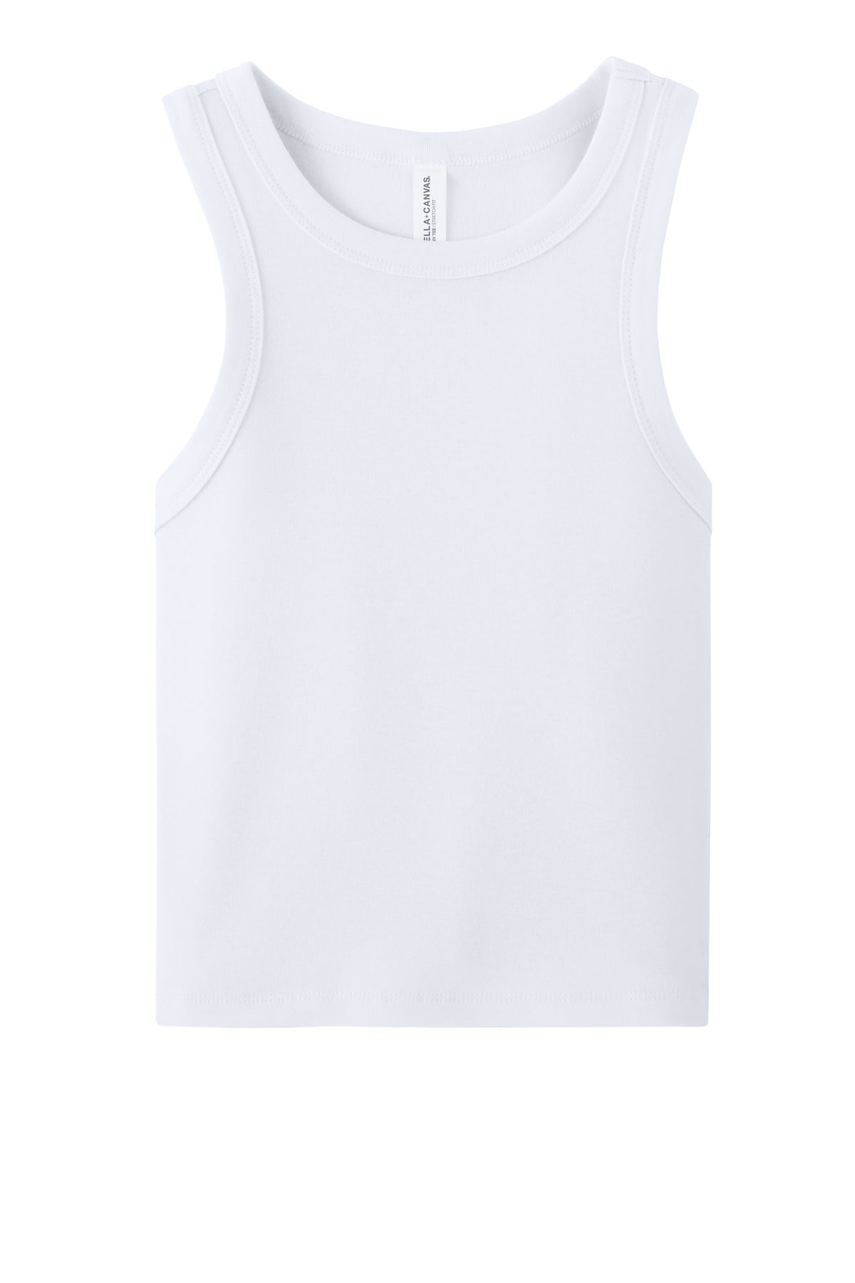 Front View of SldWhBlend BELLA+CANVAS Women's Micro Rib Racer Tank BC1019