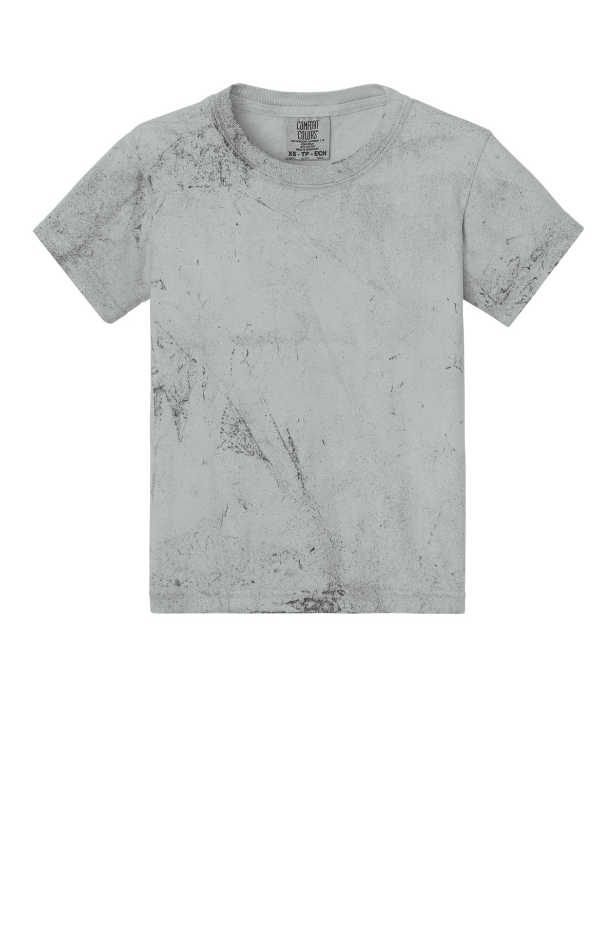 Front View of Smoke Comfort Colors Youth Heavyweight Color Blast Tee 1745Y