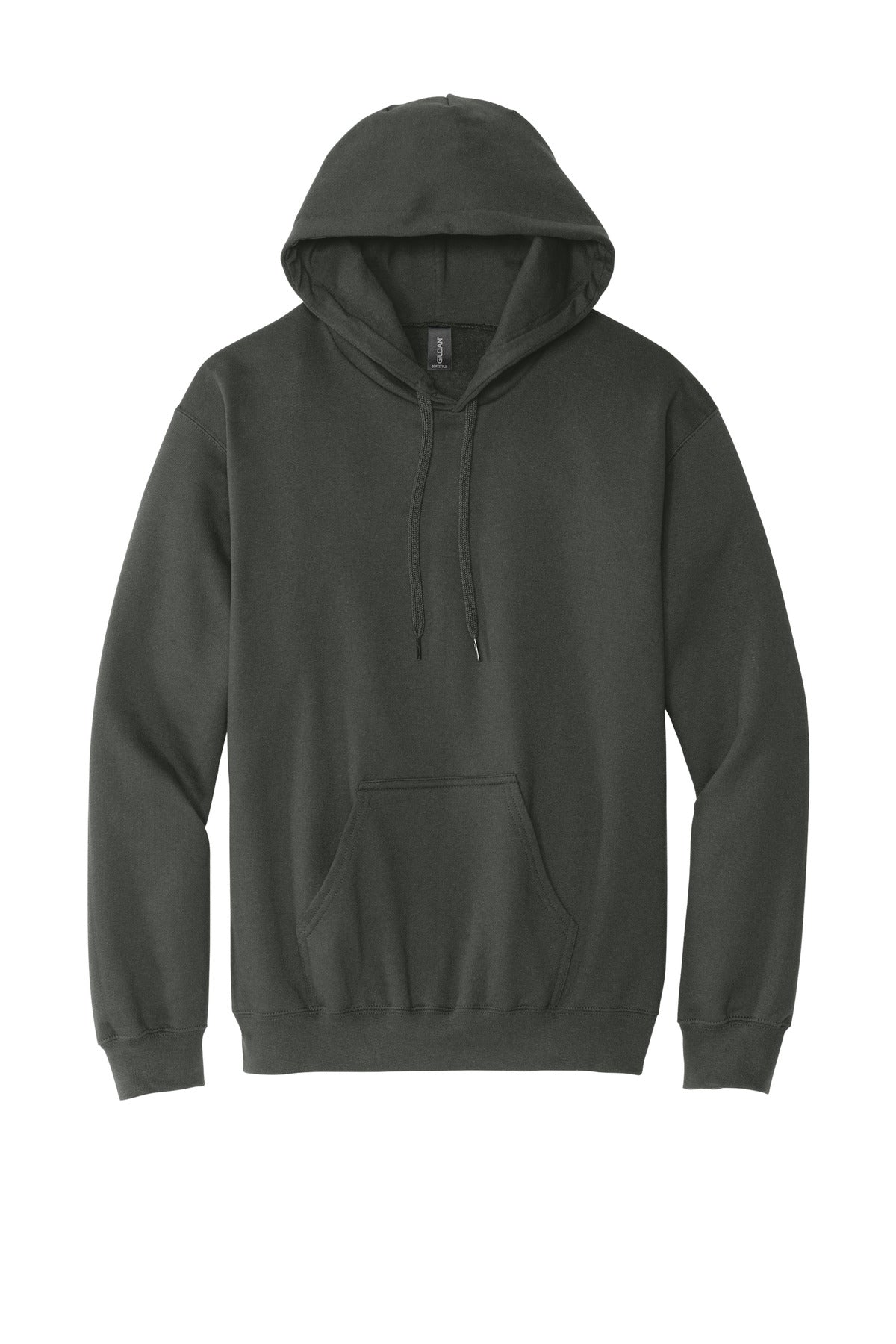 Front View of Smoke Gildan Softstyle Midweight Pullover Hooded Sweatshirt SF500