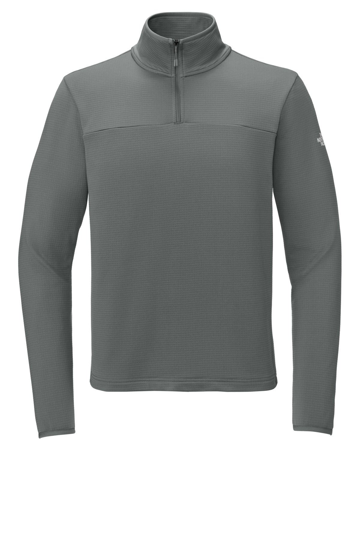 Front View of SmokedPrGy The North Face Aim 1/4-Zip Fleece NF0A8ENJ