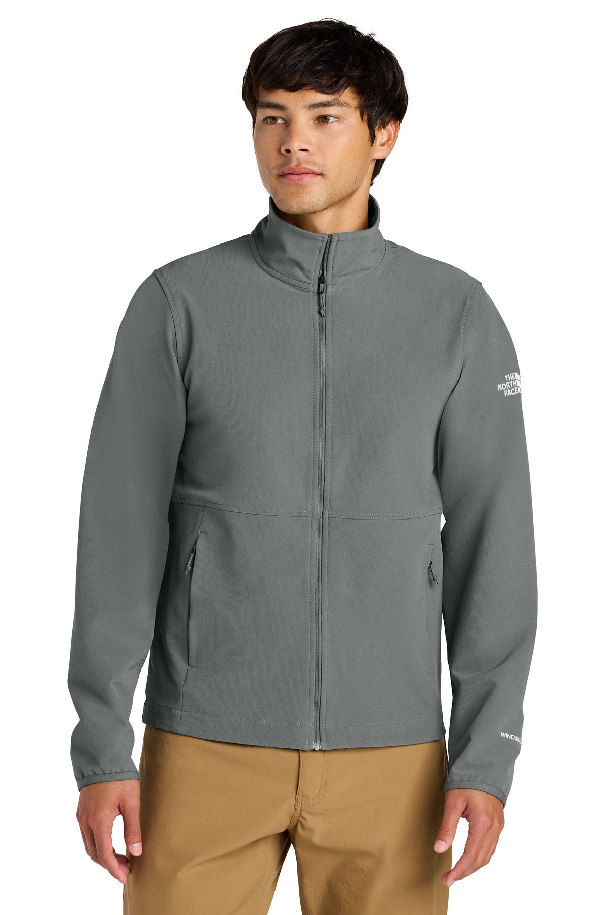 Front View of SmokedPrGy The North Face Edge Stretch Soft Shell Jacket NF0A8ENN
