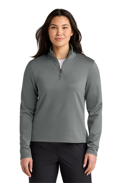 Front View of SmokedPrGy The North Face Women's Aim 1/4-Zip Fleece NF0A8FQK