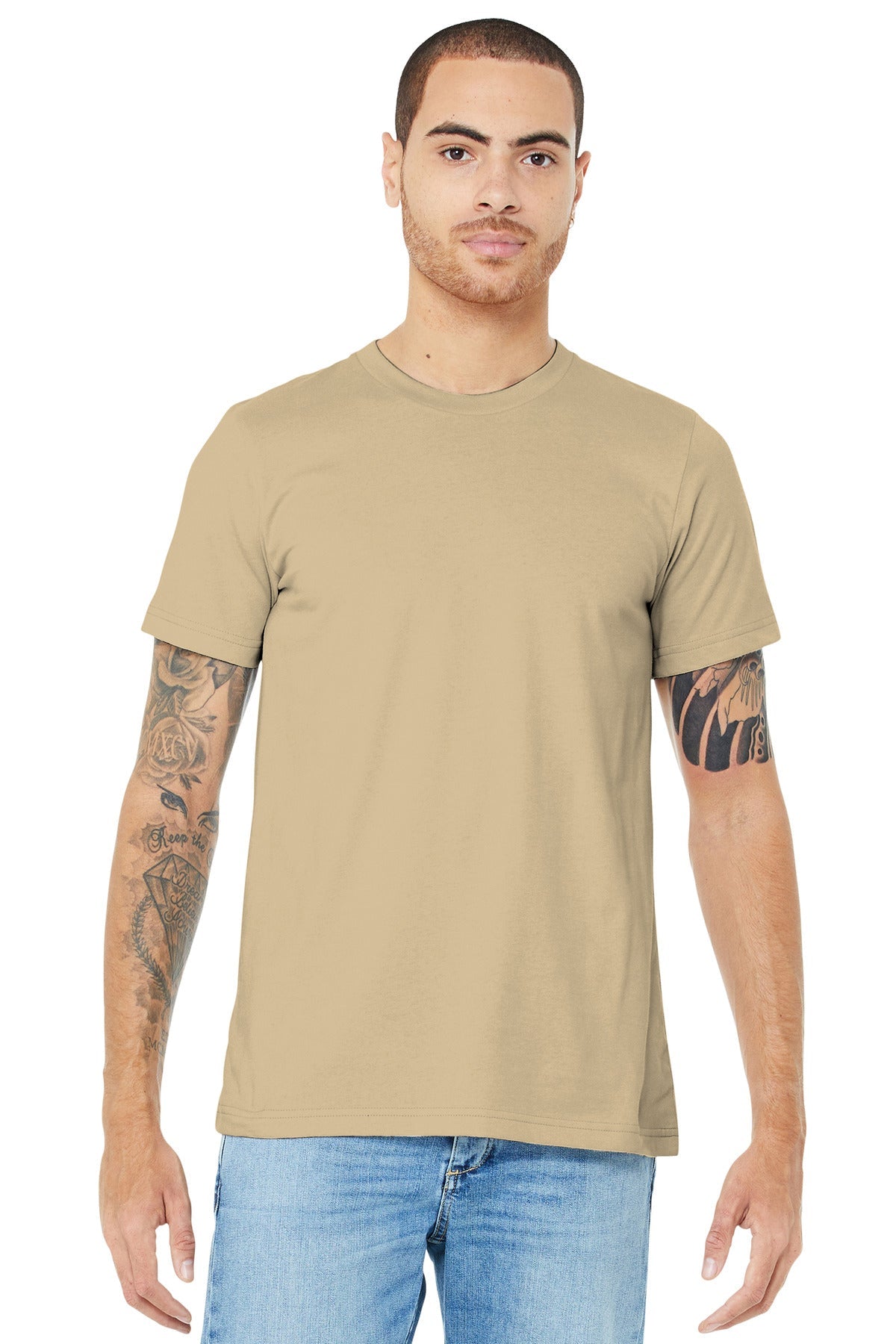 Front View of Soft Cream BELLA+CANVAS Unisex Jersey Short Sleeve Tee. BC3001