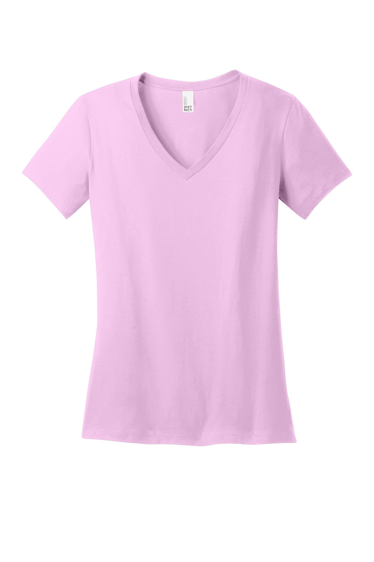Front View of Soft Purple District - Women's Perfect Weight V-Neck Tee. DM1170L