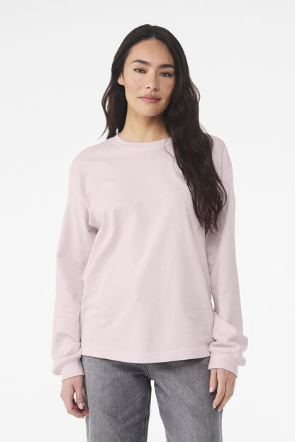 Front View of SoftPink BELLA+CANVAS Unisex 6-Ounce Heavyweight Long Sleeve Tee BC3511