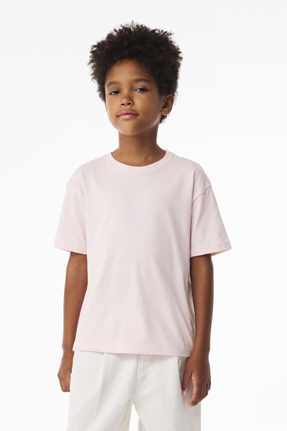 Front View of SoftPink BELLA+CANVAS Youth 6-Ounce Heavyweight Tee BC3010Y
