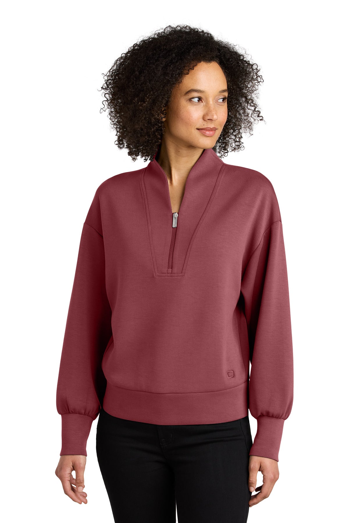 Front View of SoftRuby OGIO Women's Transcend 1/4-Zip LOG861