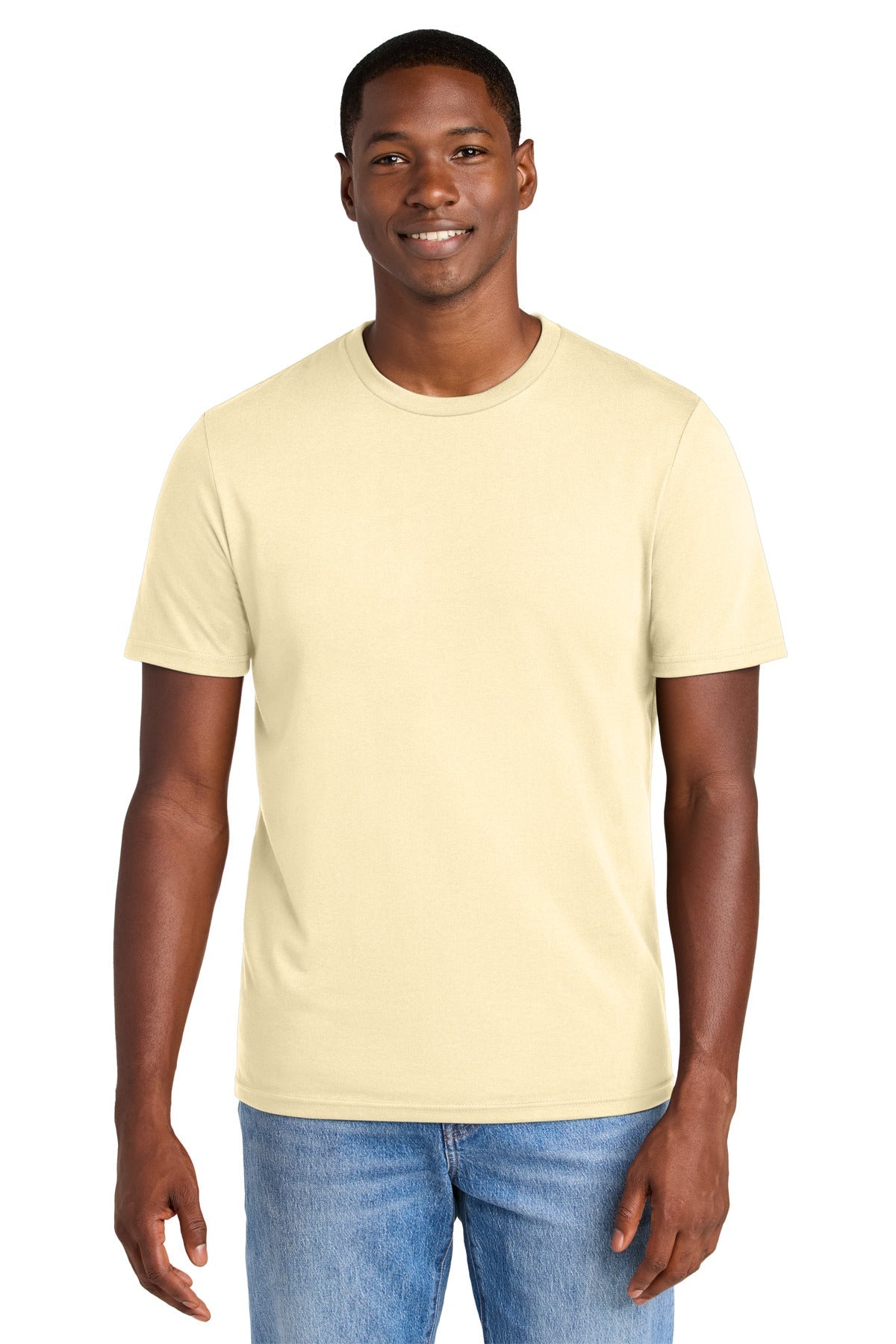 Front View of SoftYellow District Perfect Weight CVC Tee DT184