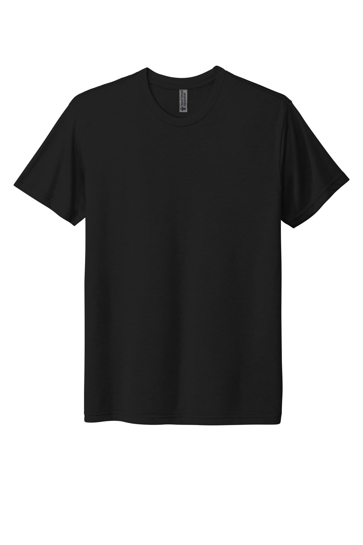 Front View of SolidBlack Next Level Apparel Adult Tri-Blend Tee. NL6010